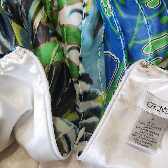 Vintage Cache Womens Dress Size SM Strapless Tropical Artsy Abstract Sequins - Picture 9 of 14